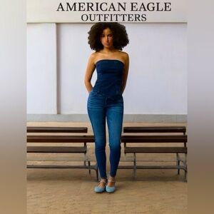 American Eagle, Curvy Super Hi-Rise Jegging, Size 00, Dark Blue